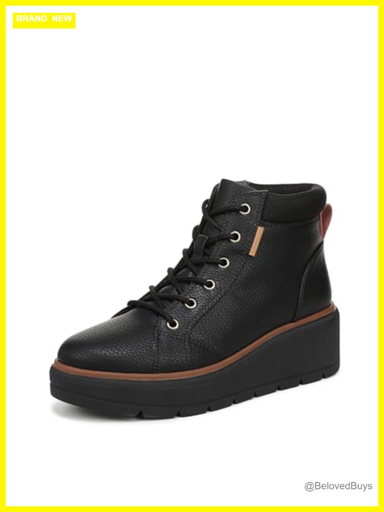 Ankle Boots With Wedge Sole, Lace Up & Inside Zip, Recycled Materials